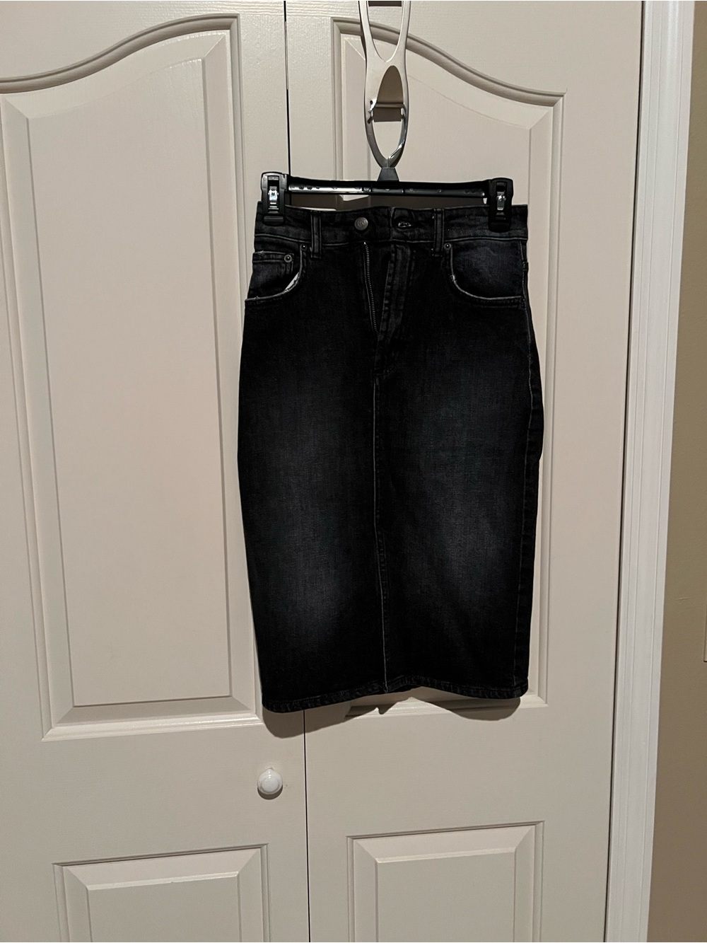 Classic Black Denim Pencil Skirt - Sleek Everyday Style-Denim 25